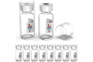 Biomed Solutions Sterile Empty Vial with Reusable Plastic Cap,Ready to Fill Glass Containers, Liquid Injection Bottle Sealed with Self Healing Injection Port (3ml Clear 10pcs)