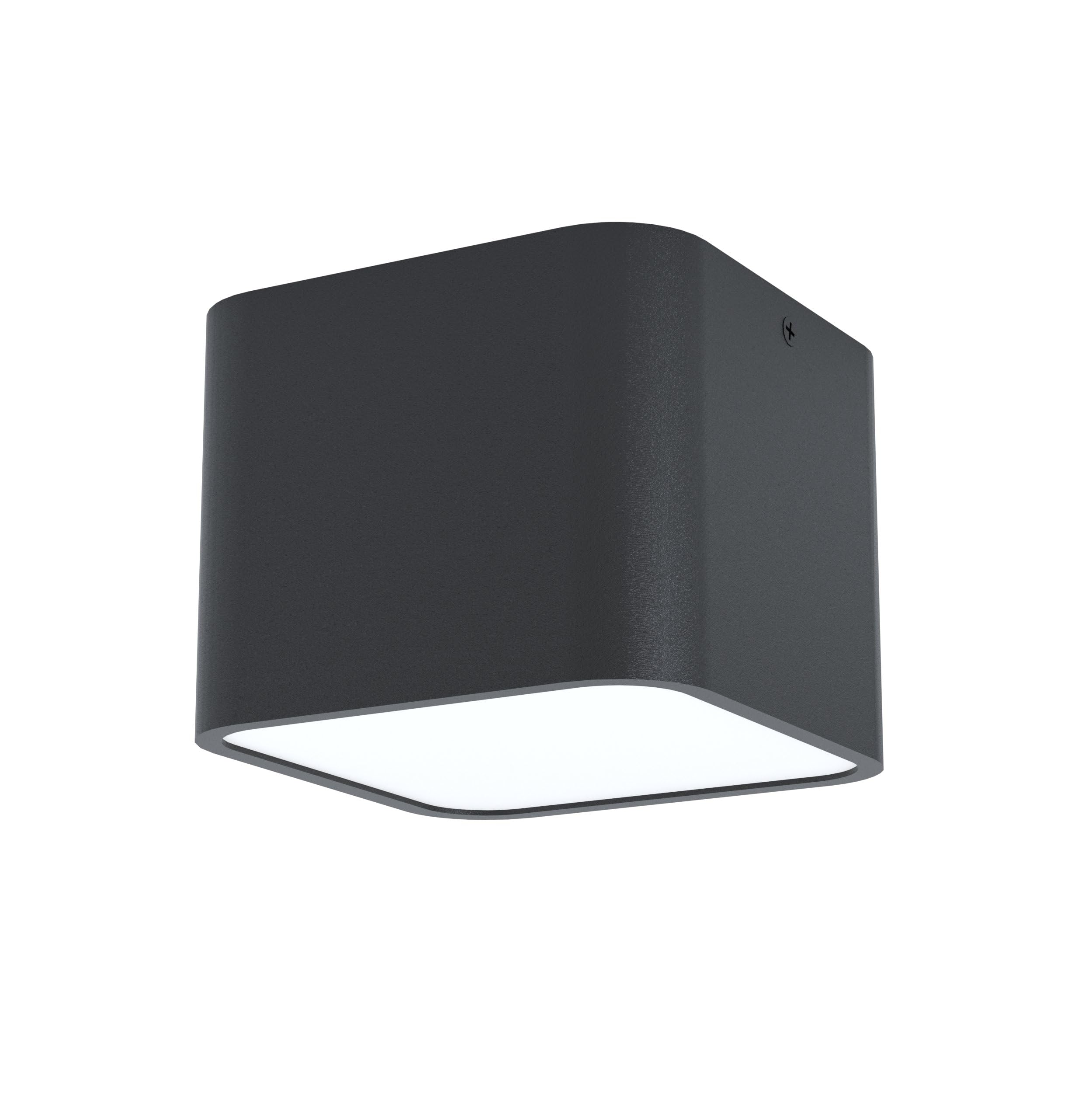 EGLO Grimasola Ceiling Light, 1 Bulb, Surface-Mounted Light, Modern Made of Aluminium, Steel and Plastic, Ceiling Light in Black, White, Surface Mounted Lamp with E27 Socket, L x W 14 cm