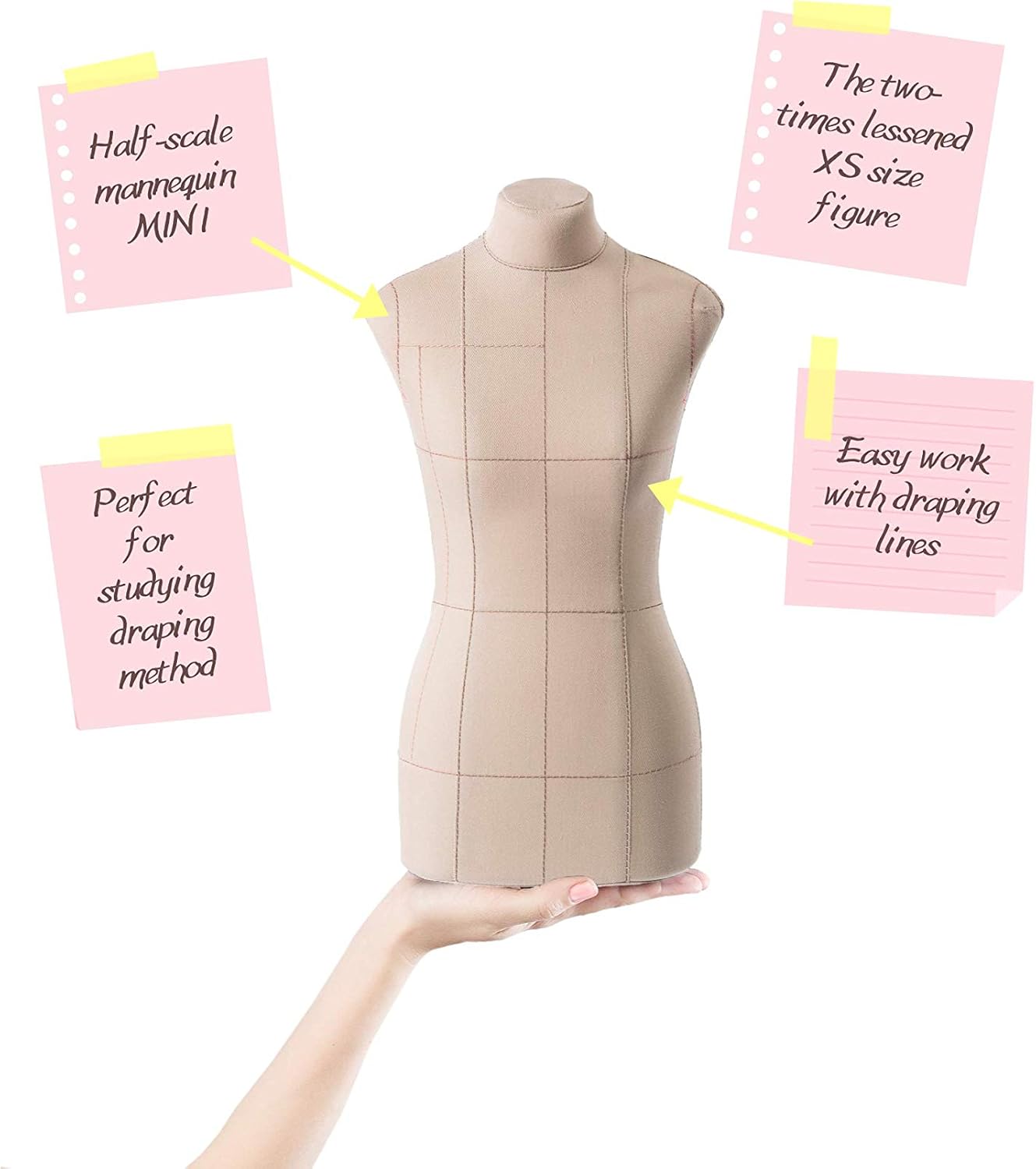 Mini Premium Half Scale 1 2 To Xs Size Professional Tailor Form Beige Flexible Dress Form Sewing Mannequin Dummy Female Torso Amazon Ca Home Kitchen