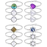 J6QIHANG Adjustable Cabochon Bezel Tray Blank Bracelets Bangle with 20mm Cabochon Glasses for Crafting DIY Photo Cameo Bracelets Jewelry Crafts Making