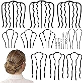 15 Pieces Hair Side Combs Metal Hair Fork Clip French Twist Comb Vintage U shaped Hair Stick for Updos, Teeth Pin Messy Maker Accessories for Women and Girls