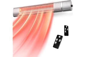 DANLUKE Wall-Mounted Patio Heater for Outdoor Use Electric Infrared Heaters 1500w with 3 Level,Waterproof Space Patio Heaters, Remote Control, for Balcony Porch Garage