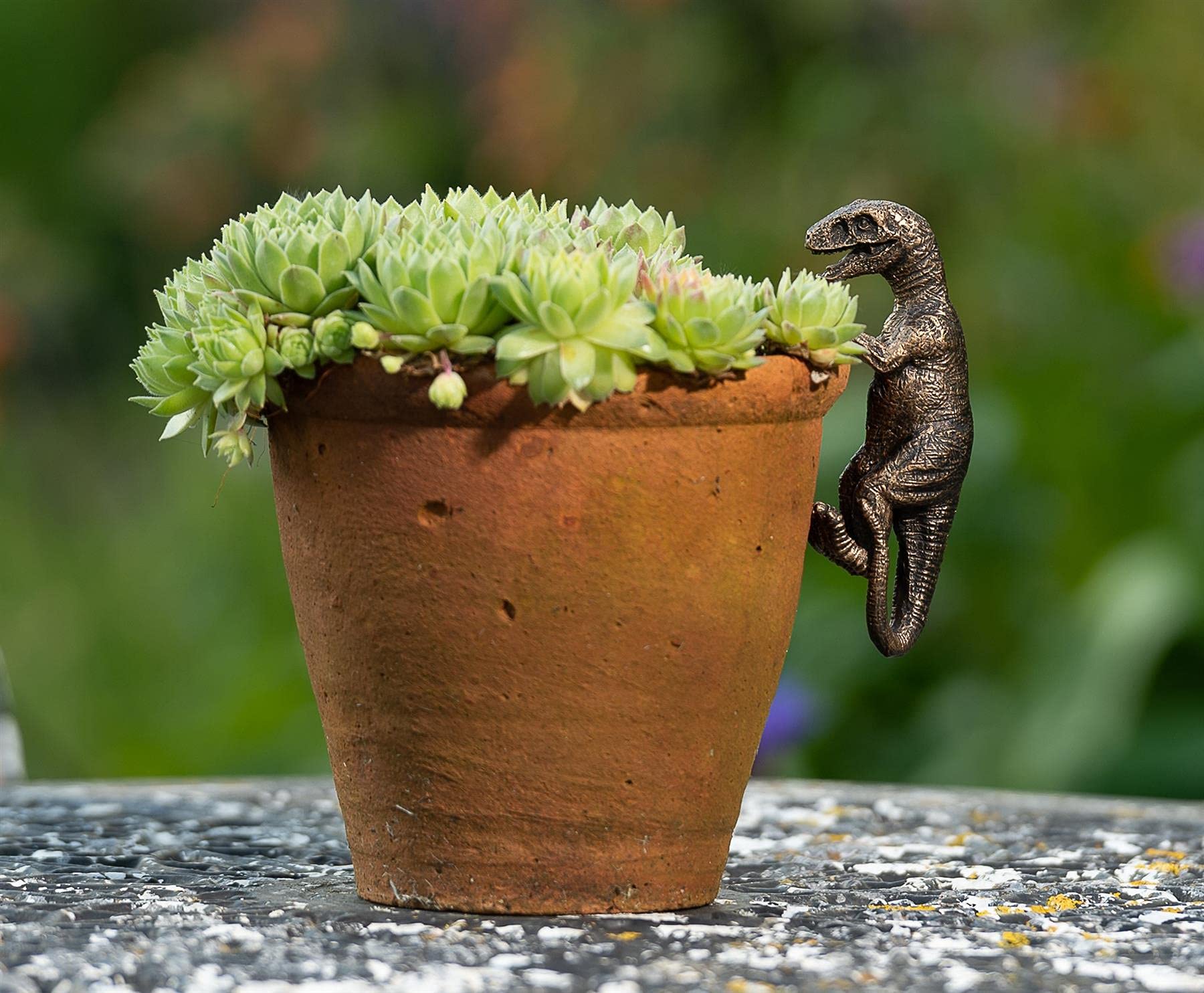Pot Buddies Decorative Velociraptor Pot Hanger Ornament - Bronze Color