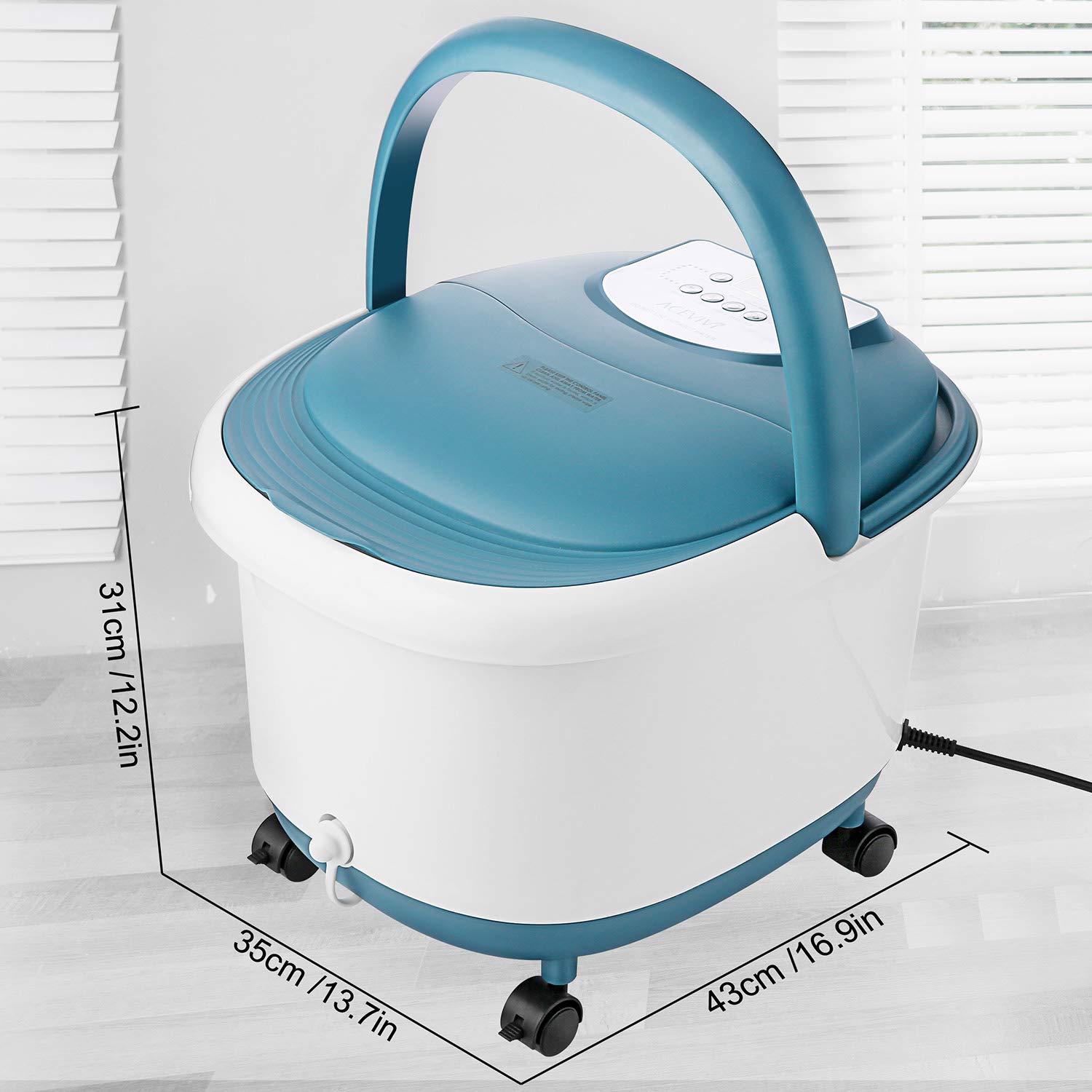 ACEVIVI Foot Spa Bath Massager with Heat, 16 Motorized Shiastu Massage Rollers, 2 Maize Massage Rollers, Foot Stone, Bubbles, Adjustable Time & Temp, Red Light, Multi-Modes Pedicure Soaking Tub: Health & Personal Care