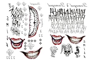 LEOARS Men Tattoos, 2-Sheet Fake Tattoo Stickers for Adult Men Halloween Cosplay Costumes and Party Accessories