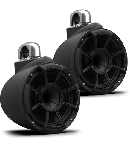Wet Sounds REV 10 Turm-Lautsprecher – 10 Zoll, Weiß, Mit Silbernen Klemmen Für Rohre 4,8–7,6 Cm