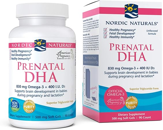 Amazon Com Nordic Naturals Prenatal Dha Unflavored 830 Mg Omega 3 400 Iu Vitamin D3 90 Soft Gels Supports Brain Development In Babies During Pregnancy Lactation Non Gmo 45 Servings Health Personal Care