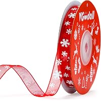 VGOODALL Christmas Ribbons,3/8 Inch by 25 Yards Red Snowflake Printing Satin Ribbon for Gift Wrapping,Holiday…