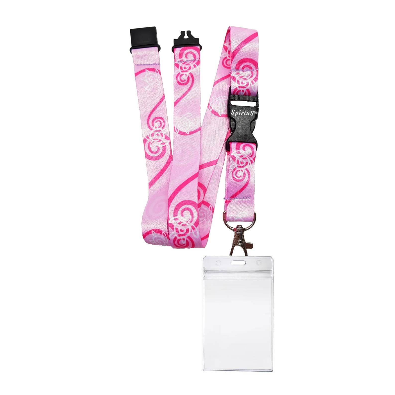 Beautiful SpiriuS Lanyard Neck Strap with Zip-Lock Waterproof Id Badge Holder (Turtle Pink)