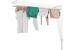 GENERIC Ceiling Mounted Drying Racks for Hanging Clothes, Space Saving Clothes Drying Rack for Laundry Room Balcony Garage, Stainless Steel Ceiling Clothesline with Retractable Hanging Rods, 48 Inches