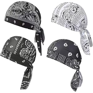 Xanadued 4 Pack Paisley Cooling Headscarf Cap, Cooling Headscarf for Men, Light Soft Elastic Stretch Bandana Beanie for Outdo