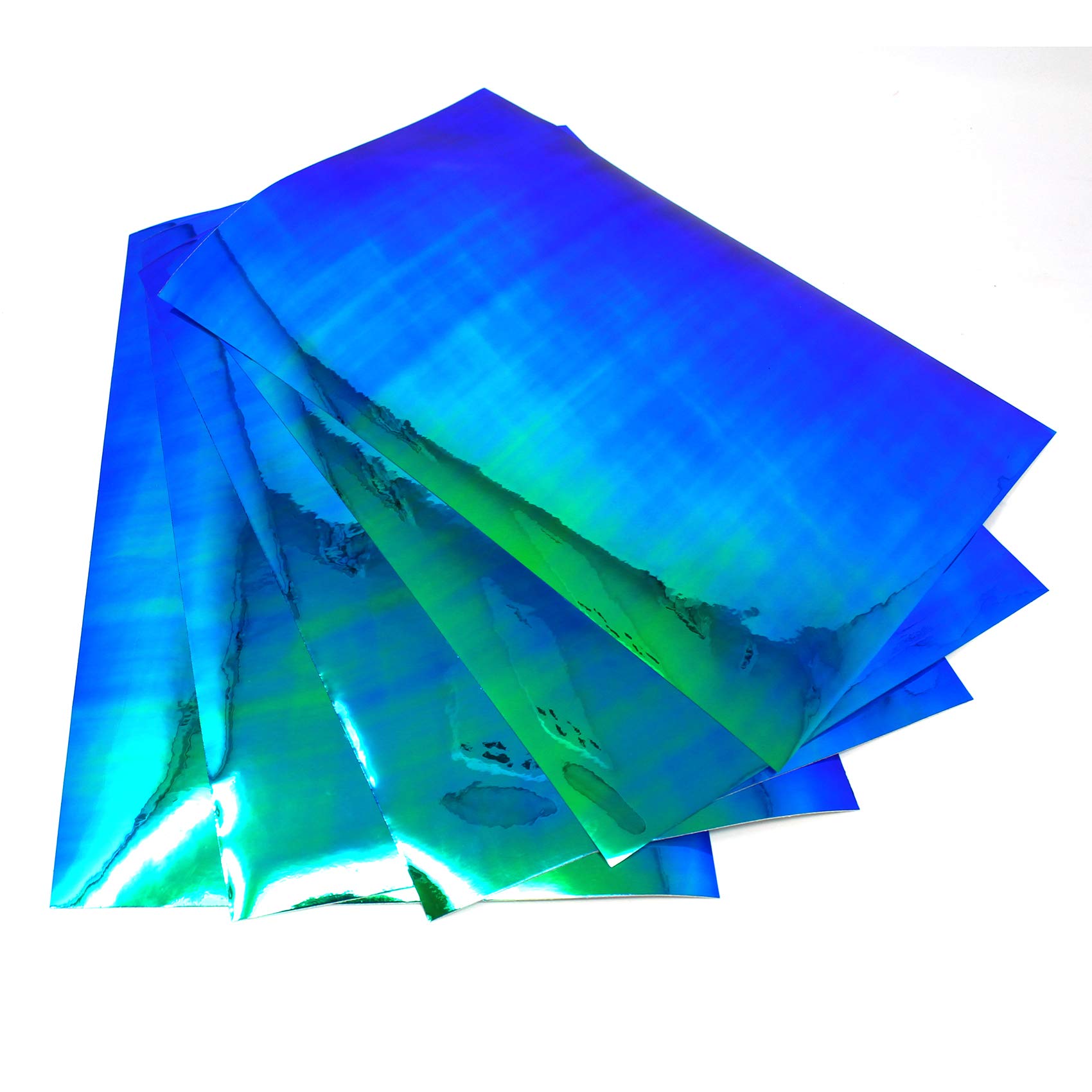 5 x DIN A4 Sheet Craft Foil Flip Flop Chrome Hologram Chameleon Effect Film Artist Film Plotter Film Crafts DIY FF4 (Blue/Green, 5 Pieces)