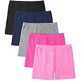 BOOPH 5 Pack Girls Bike Shorts Cotton Cartwheel Shorts for Dance & Under Dresses