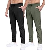 2 Pack Mens Fleece Lined Pants with Zipper Pockets,Winter Athletic Workout Warm Running Joggers Sweatpants for Men