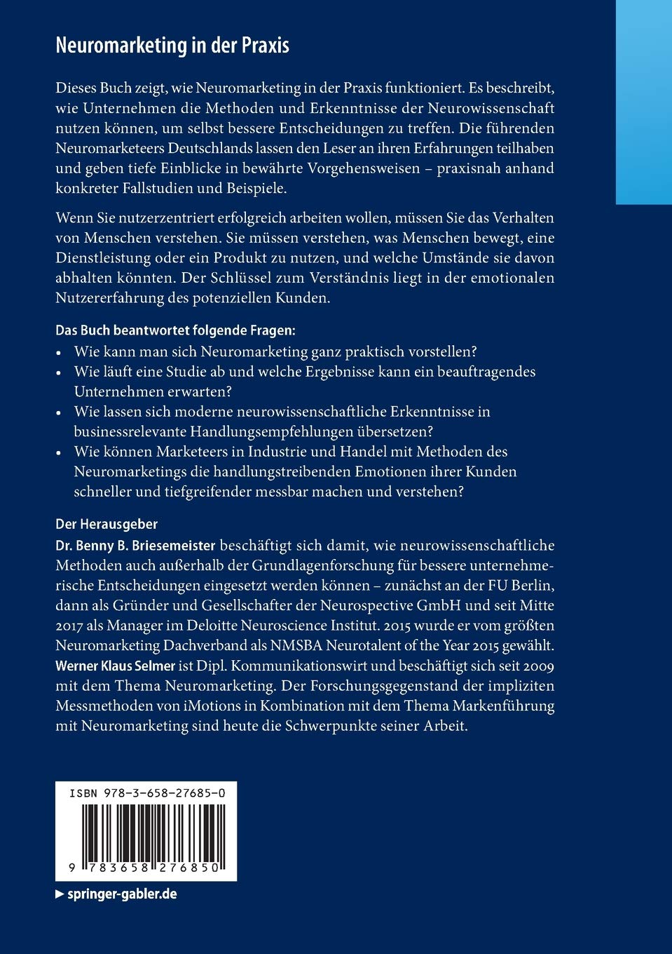 Neuromarketing In Der Praxis Den Emotionen Auf Der Spur Implizite Kauftreiber Erkennen Und Als Verkaufstreiber Nutzen Amazon De Briesemeister Benny Selmer Werner Klaus Bucher