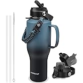 ABOTOCUP Water Bottle 40oz, Insulated Tumblers with Handle & Straw Lid, Insulated Water Bottle Fits in Cup Holder, Double Wall BPA-Free, Stainless Steel Travel Cup Leak-proof to Keep Cold 24H&Hot12H