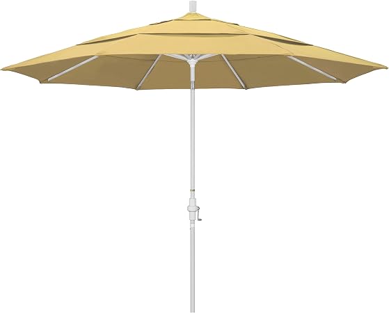 Amazon Com California Umbrella Gscu118170 5414 Dwv 11 Round Aluminum Market Crank Lift Collar Tilt White Pole Sunbrella Wheat Patio Umbrella 11 Foot Patio Umbrellas Garden Outdoor