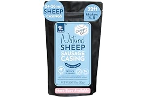 THE NEW ZEALAND CASINGS CO Natural SHEEP Casings for Sausage Making, 24-26mm, Great Hot Dog Casing or Sausage Casing for Merguez & Breakfast Sausage, Pre-Tubed, Edible, A Grade, Halal, from New Zealand, 32” makes 7lb Sausages