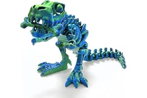 TEAONE 3D Printed Dinosaur, Flexible Dinosaur Toys for Classroom, Home, Office Decoration (26cm/10.23in, Laser Green)