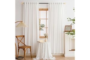 MYSTIC-HOME Sheer Curtains 95 Inches Long 2 Panels White 100% Privacy Light Filtering Drapes for Bedroom & Living Room, Cortinas Para Sala with Soft Voile Fabric&Rod Pocket/Back Tab Design 52"W x 95"L