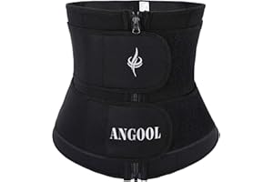 ANGOOL Neopren Waist Trainer For Women,Workout Plus Size Trimmer Belt Sauna Sweat Corset Cincher With Zipper