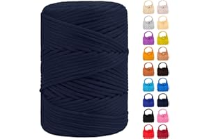 LEREATI Polyester Macrame Cord 3mm x 185yards, Braided Macrame Cord Polypropylene Silk Cord, Crochet Bag Polyester Yarn for Crocheting, Bag, Wall Hangings, Rug, DIY Crafts (Dark Blue)