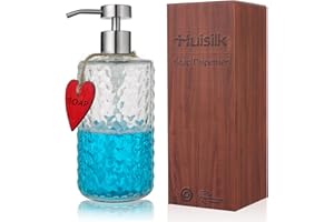 Clear Soap Dispenser for Kitchen & Bathroom - 16Oz Glass Refillable Bottle with 304 Rustproof Stainless Steel Silver Pump for