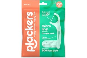 Plackers® Micro Line® Floss Picks - Intense Mint, Floss Fiber Made Without PTFE, 300 Count