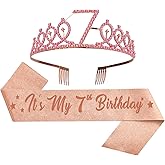 7th Birthday Decorations for Girl Including Birthday Sash & Crown. 7th Birthday Gifts for Girl, 7th Birthday Tiara Crown, Sash, 7th Birthday Decorations Girl (7th Birthday)
