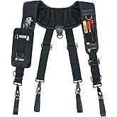 KUNN Leather Tool Belt Suspenders Construction Bag Suspenders Molded Air Channel Work Belt Suspender for Carpenter Electrician,Black