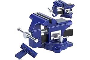 SEDY Heavy Duty Bench Vise 4.5 Inch: Table Clamp Woodworking Vice Press Drill Tools Workbench Wood Metal Pipe Work Shop Block Swivel Slide Cross Welding Machine Kit Milling Grip Precision Magnetic Jaw Pad