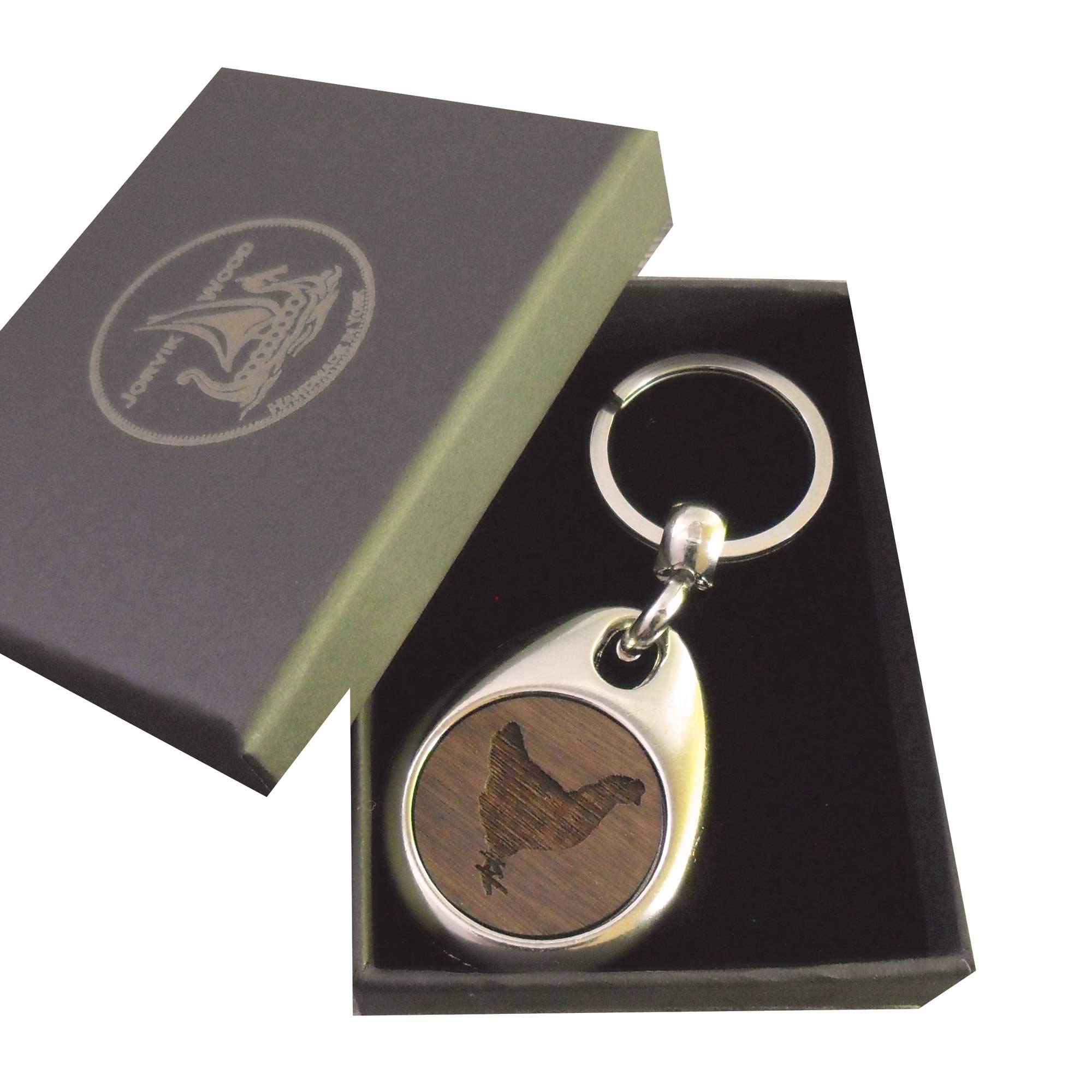 Jorvik Wood Hen Design Wooden Keyring with Gift Box