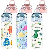 OFFNOVA 16oz Kids Sublimation Water Bottle Blank, Kids Sublimation Tumbler Bulk with with One-click Pop-up Straw, Children Sublimation Cups for Milk, Soda, Juice, Drinks (6 Pack)