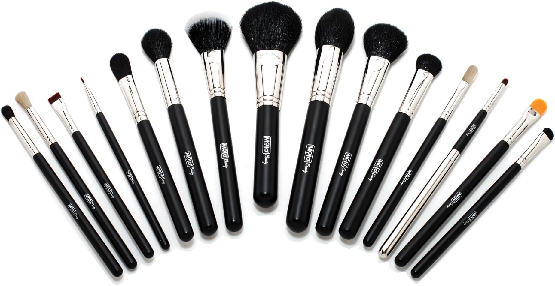 Mojo Beauty Premier 15-Piece Professional Make-up Brush Kit With Gold Heart Zipper