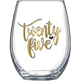 25th Birthday Gifts for Women Large Stemless Wine Glass 0079