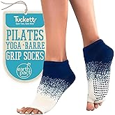 Tucketts Anklet Toeless Pilates Socks with Grips for Women, Non-Slip Ankle Toeless Yoga Socks with Grips for Barre, Size 5-13