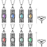 Highergo 8 Pieces Urn Necklace for Ashes Cremation Jewelry Cylinder Crystal Urn Pendant Silver Stainless Steel Memorial Pendant Keepsake with Funnels Ashes Necklace for Women Memory Jewelry