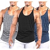 Agilelin Men's Workout Stringer Tank Tops Athletic Quick Dry Y-Back Tops Bodybuilding Muscle Shirts for Gym（1 Or 3 Pack）