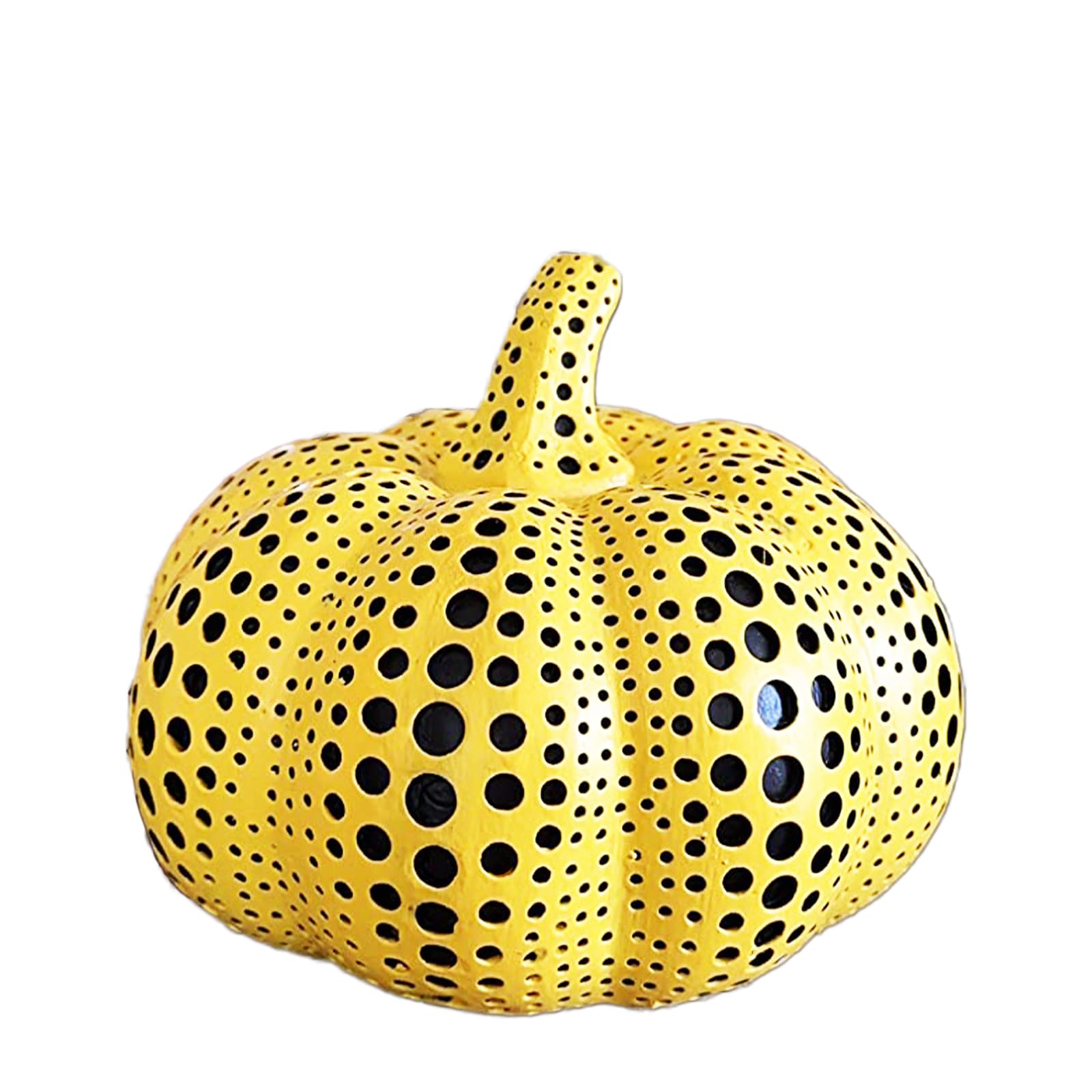 Large Decorative Polka Dot Pumpkin Statue, Yellow Resin Pumpkin Sculpture, Modern Spotted Pumpkin Art for Thanksgiving Decor, Mini Fake Pumpkin for Table Accent, Indoor Fall Decor, Cool Pumpkin Decor — image 1