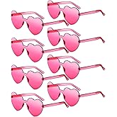 Frienda 8 Pairs Heart Shaped Sunglasses for Women Rimless Heart Glasses Candy Color Sunglasses for Party Favor
