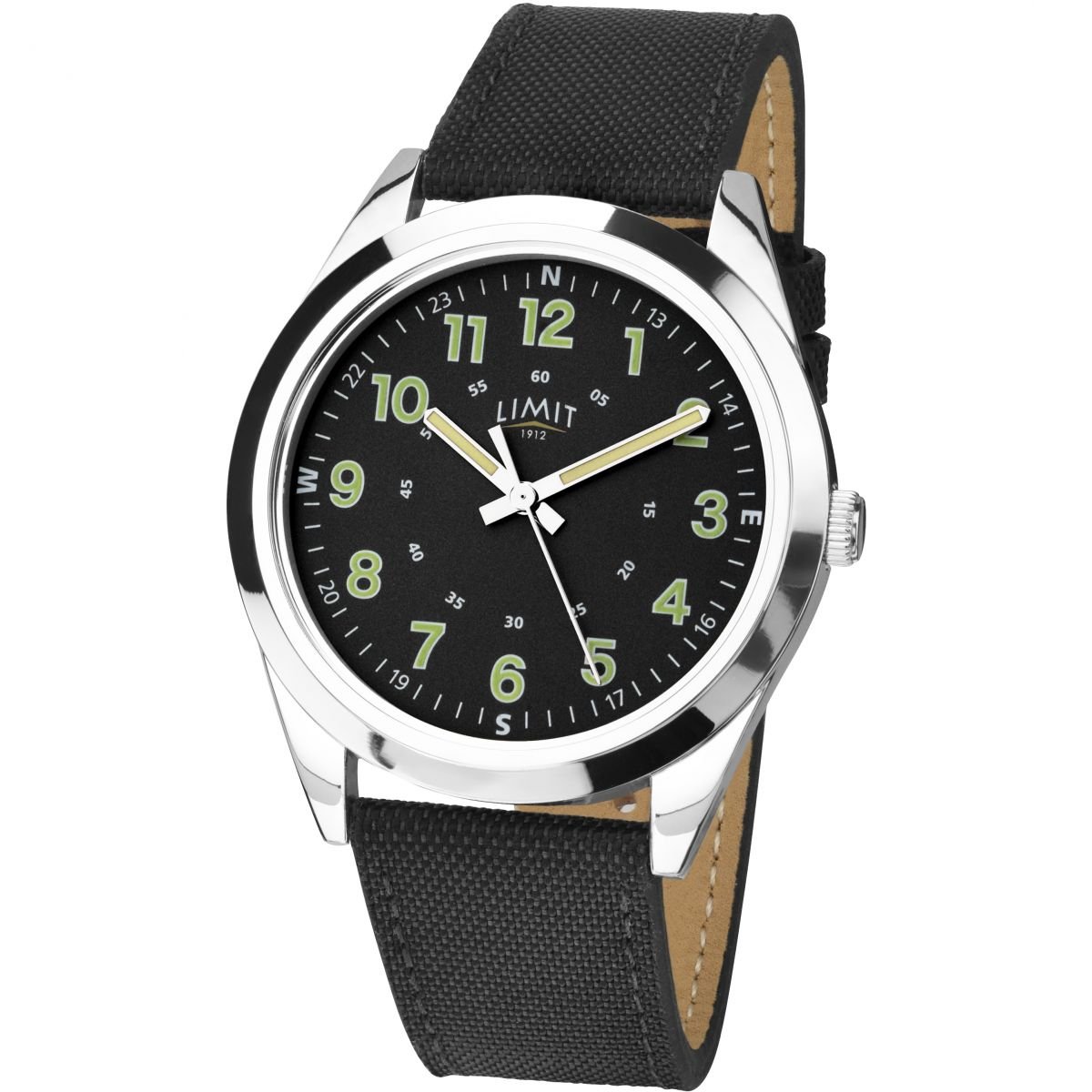 Limit Military Style Dial Nylon and Leather Strap Gents Watch (Black - 5950)