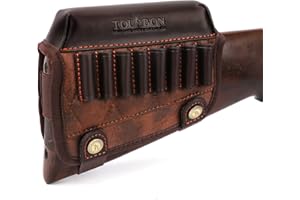 Tourbon Leather Buttstock Cheek Rest with Rifle Shell Holder - Right Handed