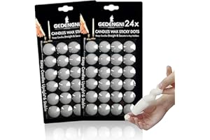 Gedengni 48pcs White Art Deco Taper Candle Wax Dots - Adhesive, Soft Wax for Any Candle Holder - Unscented
