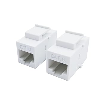 Exuun Cat6 Rj45 Keystone Coupler 2 Pack Rj45 Connector Cat6 Female To Female Ethernet Adapter Cat 6 5e 5 Double Jack Ethernet Connector 8p8c