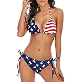 Zando 4th of July Bikini 2025 Patriotic American Flag Swimsuits for Women Red White and Blue Swimsuit Women USA Bathing Suit
