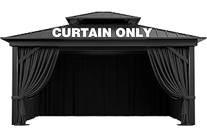 Pakunoda Outdoor Gazebo Curtain Replacement Universal 4-Panel Sidewalls 12' X 14',Outdoor Patio Waterproof Privacy Curtain with Double Zipper for Patio, Canopy, Garden, and Backyard (Curtain Only)