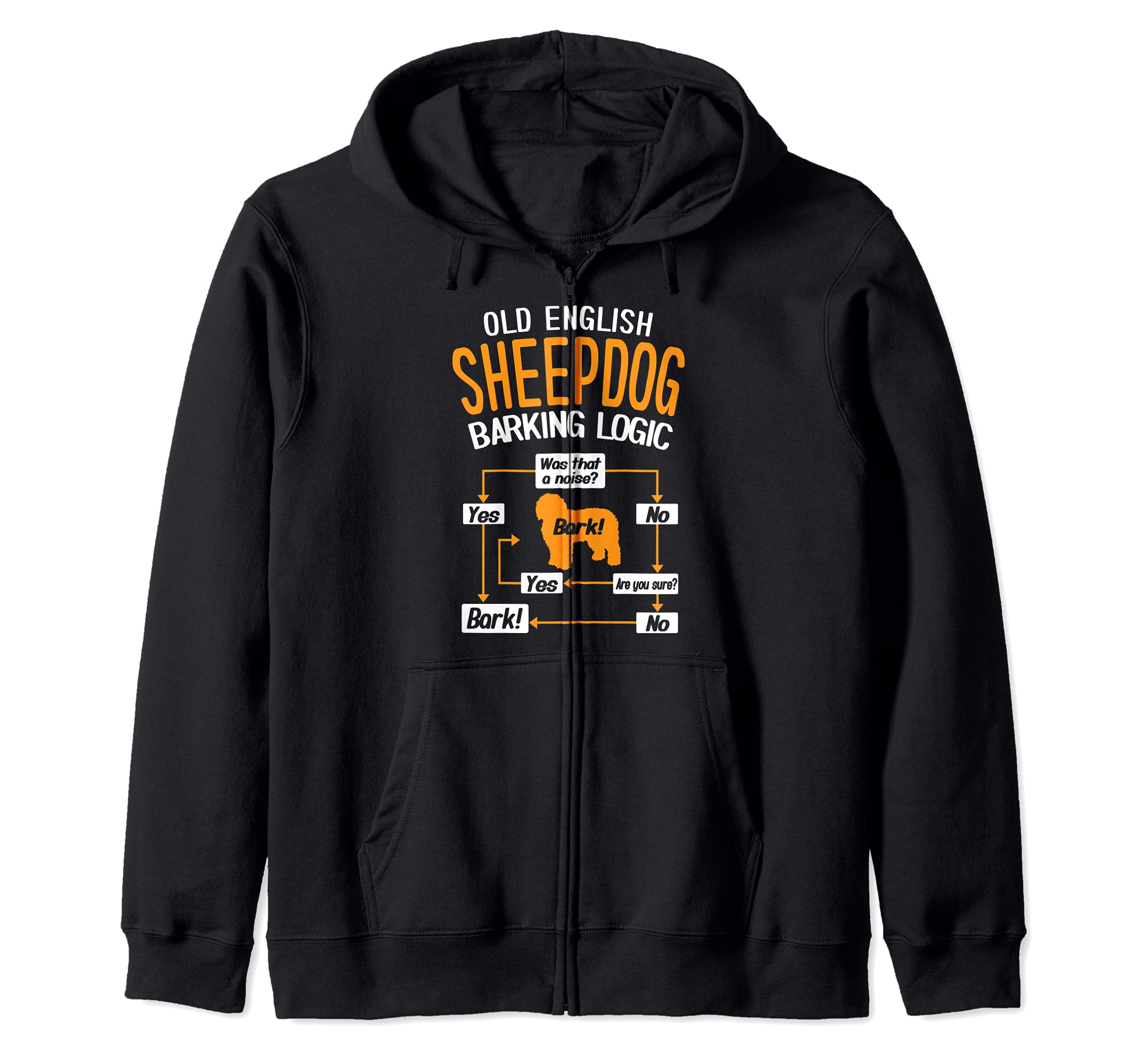 Old English Sheepdog Barking Logic Dog Lover Zip Hoodie