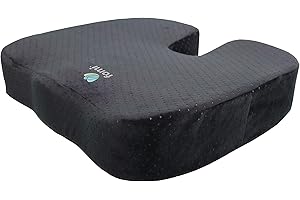 FOMI Extra Thick Firm Coccyx Orthopedic Memory Foam Seat Cushion | Black Large Cushion for Car or Truck Seat, Office Chair, W