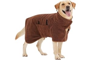 HezzLuv Super Absorbent Dog Bathrobe, Microfiber Dog Drying Coat Dog Bath Robe Towel for Small, Medium & Large Dogs, Quick Drying, Warm Keeping Dog Robes for After Bath Supplies