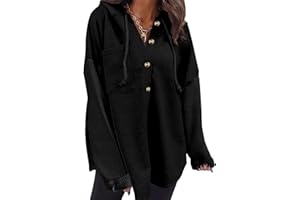 SHEWIN Oversized Sweatshirts for Women Loose Fit Casual Long Sleeve Button Hooded Sweatshirt Hoodie with Pocket